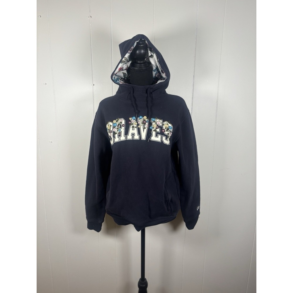 Atlanta Braves New era floral Spellout hoodie embroided Navy baseball spring M